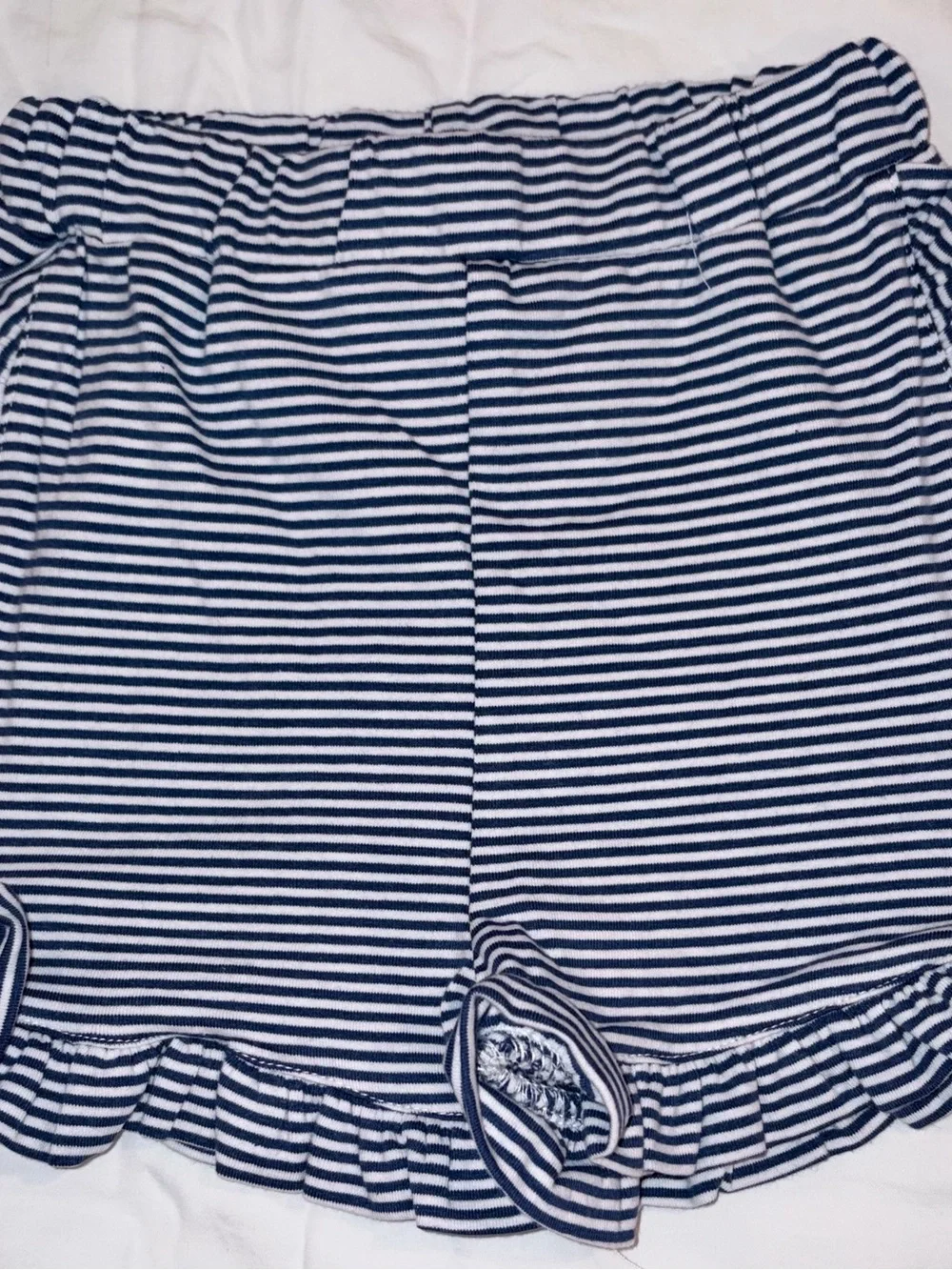 Stitchy Fish Pippa navy stripe top & ruffle short set sz 3T NWT